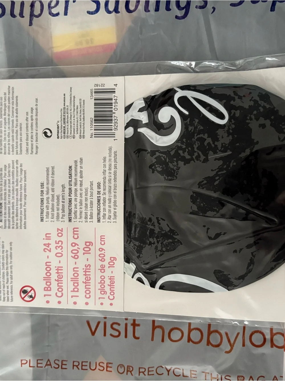 Hobby Lobby Black 'Girl or Boy?' Gender Reveal Balloon